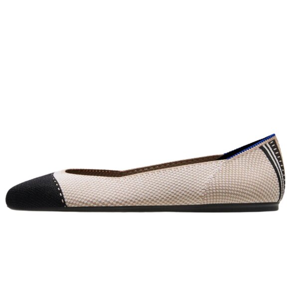 Rothy's The Square Tan Tuxedo Ballet Flats Size 8 - Picture 1 of 10
